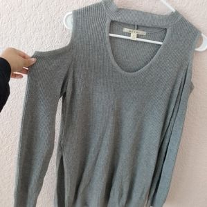 Miami Gray Open-Shoulder Sweater